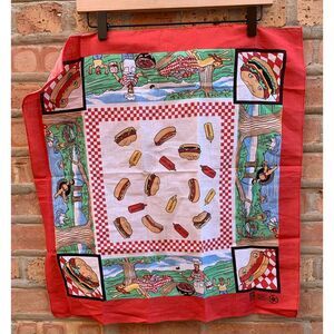 Vintage 60's BBQ Picnic Napkin Hankerchieft Made in USA